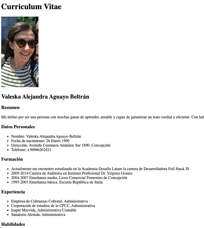 screenshot de mi curriculum